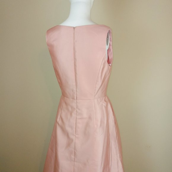 Alfred Sung Sleeveless V-Neck Dress Women's Size 6 Toasted Sugar Satin D778 - Picture 6 of 9